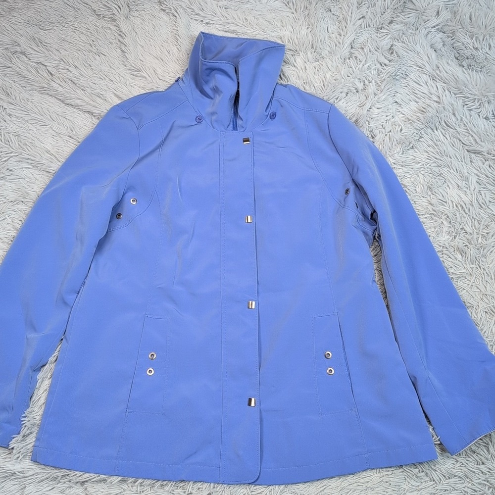 Jones New‎ York Jacket Womens L Blue Zip Up Comfort Casual Career Lightweight